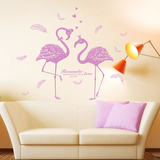可移除客厅沙发背景墙装饰爱情火烈鸟墙贴 创意抽象情侣贴画墙纸