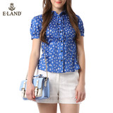 ELAND韩国衣恋夏季新品女碎花娃娃领短袖衬衫EEYW42351O专柜正品