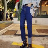 现货 韩国代购 2016新款 女装 时尚休闲个性百搭长裤 牛仔裤