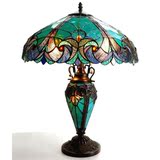 美国代购 蒂凡尼台灯Tiffany手工制作青铜彩绘玻璃24H客厅卧室灯