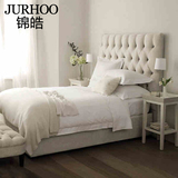 北欧美式布床简约现代布艺床小户型高箱储物床1.51.8米双人软包床