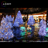 名样 新款圣诞节装饰白色松枝圣诞树LED水上灯饰灯光造型场地摆设