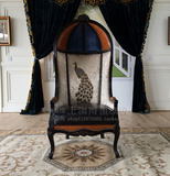 美式乡村单人沙发椅 新古典客厅实木时尚高背太空椅 欧式蛋壳椅