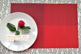 特！宜家风格红色格子防滑垫PVC出口餐桌垫外贸杯垫西餐垫隔热垫