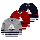 2015韩版童装秋冬季新款帆船加厚儿童毛衣男童圆领针织衫套头线衫
