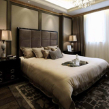 新中式床 软包布艺床 别墅样板房家具定制 新古典后现代家具简约