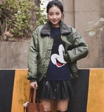 韩国学生冬装原宿风短款工装棉衣棒球服羊羔绒毛领机车BF外套女潮