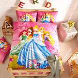 全棉纯棉白雪公主卡通儿童芭比娃娃迪士尼四三件套女床上用品床单