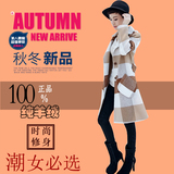 秋冬韩版新款黑白格子加厚中长款手工羊绒大衣毛呢外套开衫女