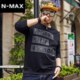 NMAX大码男装潮牌 秋装新款加肥加大长袖T恤 字母印花圆领体恤衫