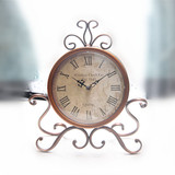 特价美式复古铁艺钟表摆设创意家居客厅卧室钟桌面台钟欧式座钟