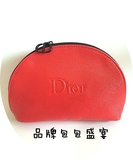 特价包邮Dior迪奥正红色贝壳化妆包手拿包收纳包带拉链水灵荔枝纹