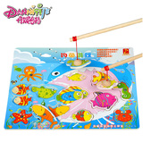 丹妮奇特 木制磁性钓鱼玩具拼图益智宝宝动手游戏1-3岁儿童抓手板