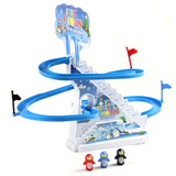 电动轨道玩具 益智拼装 儿童生日礼物礼品开心小企鹅爬楼梯 滑梯