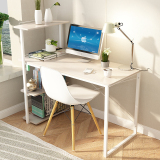 1米钢木电脑桌宜家用台式简易书桌子带书架简约现代组装书桌DNZ