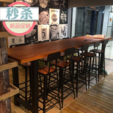 欧美式LOFT铁艺实木餐桌星巴克咖啡厅桌椅组合酒吧复古吧台桌长桌