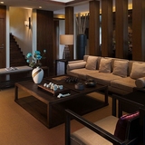 样板房沙发定制 客厅新中式三人沙发组合 水曲柳仿古实木家具整装