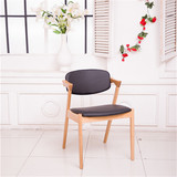 纯实木Z型设计师椅餐椅 办公桌椅职员椅子创意白橡木家具靠背皮椅