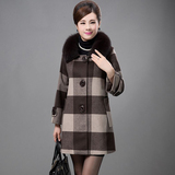 2015冬季新款大码女装中长款羊绒大衣超大狐狸毛领妈妈装毛呢外套