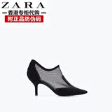 ZARA女鞋2015年新款细高跟欧美尖头网纱短靴马丁靴女6133