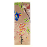 画手绘现代中式军绿色立体无框独立瓷板画挂墙装饰花鸟系列二