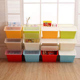 糖果色组合有盖收纳箱塑料玩具零食整理箱收纳盒储物箱厨房收纳柜