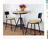 餐桌 设计金属经济型4人组装多功能原木圆形松木美式乡村木餐桌椅