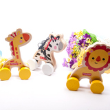 超可爱原单宝宝推行动物小木车儿童木制玩具安全环保小汽车