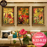 装饰画东南亚泰式油画现代简约热带植物花卉壁画客厅餐厅有框挂画