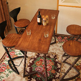热卖星巴克桌椅 创意咖啡店餐桌椅 复古实木家具 铁木艺桌椅定制