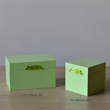现代中式绿色竹音木质首饰盒收纳储物盒样板房卧室梳妆台装饰摆件