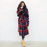秋冬季新款代购原单格子羊绒大衣韩版宽松中长款羊毛呢子外套女装