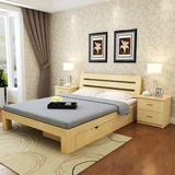 简约现代成人双人床1.8米中式单人木板床1.2米松木床实木床1.5米