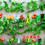 仿真葡萄叶壁挂塑料花藤吊顶装饰仿真大水果蔬菜藤条农家乐装饰品