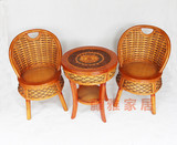 高档欧式天然真藤椅子茶几三件套组合白色休闲阳台桌椅套件特价