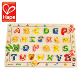 德国Hape小抓手字母拼图拼板 2-3岁幼儿童益智早教玩具 木制木质