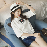 夏季中袖T恤女韩版短款雪纺体恤短装上衣服18-24周岁短袖宽松学生
