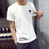 夏季韩版潮流青少年衣服男版圆领体恤衫大码胖子短袖t恤男子薄款