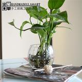 欧式手工小号玻璃艺术花瓶透明水晶绿萝水培小插花花器玻璃储物罐