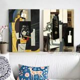 毕加索 双联抽象油画帆布无框画客厅卧室玄关餐厅挂画墙面装饰画