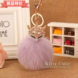 韩国个性包包挂件可爱毛绒水钻狐狸毛球女士汽车钥匙扣链创意挂饰