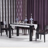 顾家餐桌 时尚简约现代家居 钢化玻璃餐桌椅组合 黑色烤漆饭桌子