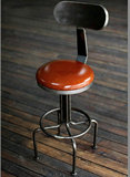 铁艺吧台靠背椅子 升降高脚椅子定制 水管loft皮软垫凳子美式复古