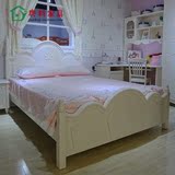 田园家具套房儿童床白色 韩式实木床 青少年卧室套房单人床1.5米