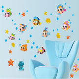 儿童房墙贴纸卡通泡泡鱼贴画卫生间玻璃门装饰创意可移除壁纸壁画