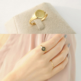 2015新款韩国正品14K纯金戒指 黄金戒指 刻字英文字母 W53