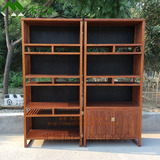 新中式老榆木书柜茶柜展柜博古架仿柜子古实木新明式储物柜家具