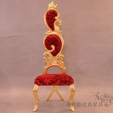 新古典高背椅欧式实木椅子酒店雕花餐椅别墅形象椅欧式装饰椅定制