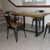 LOFT北欧复古铁艺实木餐椅美式长方形酒吧咖啡厅桌椅组合办公桌