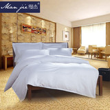 全棉贡缎条酒店宾馆四件套 纯棉白色三4件套被套床单床上用品特价